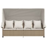 vidaXL Chaise longue avec auvent et coussins beige résine tressée