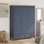vidaXL Garde-robe à 3 portes Hill Gris 127x50x170 cm Pin solide