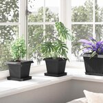 vidaXL Pot de Fleurs Carré 6 Pièces Noir 16 x 16 x 14 cm Plastique