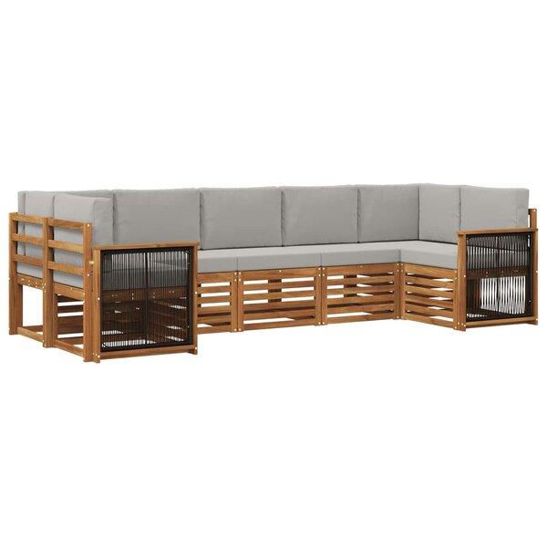 vidaXL Ensemble de canapé d'angle 6 Pièces Naturel et gris clair