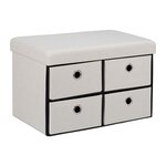 Banquette pliable multifonction avec 4 tiroirs rangement efficace 100 x 40 x 45 cm en tissu crème 13_0011160