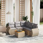 vidaXL Salon de jardin avec coussins 6 Pièces beige résine tressée