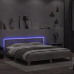 vidaXL Cadre de lit avec LED sans matelas gris béton 200x200 cm