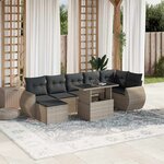 vidaXL Salon de jardin 8 Pièces avec coussins gris clair résine tressée