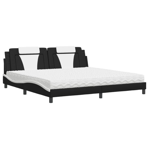 vidaXL Lit Viana avec matelas noir et blanc 200x200 cm similicuir
