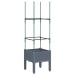 vidaXL Jardinière avec treillis gris 40x40x142 5 cm PP