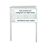 Bloc collectif leabox.com  3x2  grade 3  simple face  Extérieur  fixation sur pieds à sceller  Blanc pur RAL 9010  finition brillante