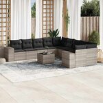 vidaXL Salon de jardin 11 Pièces avec coussins gris clair résine tressée