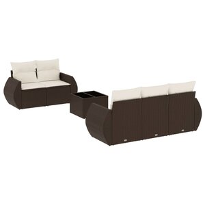 vidaXL Salon de jardin avec coussins 6 Pièces marron résine tressée
