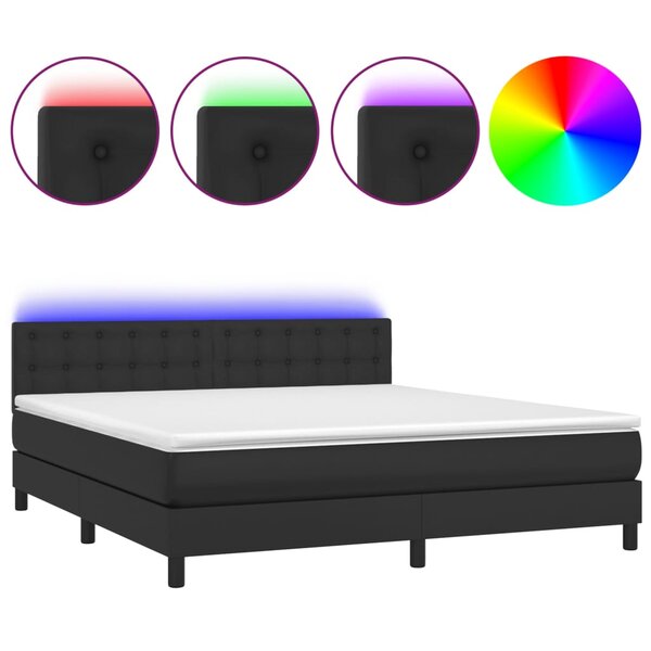 vidaXL Sommier à lattes de lit avec matelas et LED Noir 160x200cm