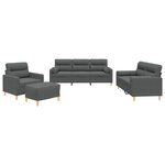 vidaXL Ensemble de canapés 4 Pièces coussins gris foncé tissu