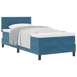 vidaXL Lit à ressorts avec tête de lit Bleu foncé 90 x 190 cm Velours