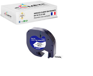 1 ruban compatible 91201 s0721610 pour étiqueteuses dymo letratag -12mm x 4m noir sur blanc