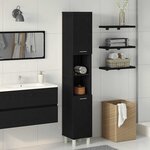 Armoire de salle de bain vidaXL Noir Chêne 30x30x179 cm en bois d'ingénierie