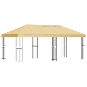 vidaXL Gazebo avec murs latéraux 6 x 3 m Crème Polyester et Acier 190