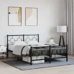 vidaXL Cadre de lit métal sans matelas avec pied de lit noir 140x190cm