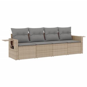 vidaXL Salon de jardin avec coussins 4 Pièces beige résine tressée
