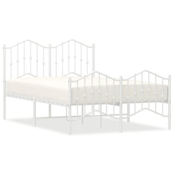 vidaXL Cadre de lit métal avec tête de lit/pied de lit blanc 120x200cm