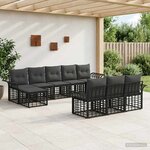 vidaXL Ensemble de canapés d'extérieur 10 Pièces Noir et Gris foncé