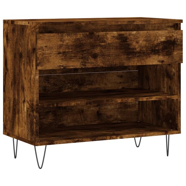 vidaXL Armoire à chaussures Chêne fumé 70x36x60 cm Bois d'ingénierie