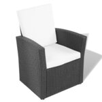 vidaXL Salon de jardin 4 Pièces avec coussins Résine tressée Noir