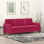 vidaXL Canapé à 3 places Rouge bordeaux 180 cm Velours