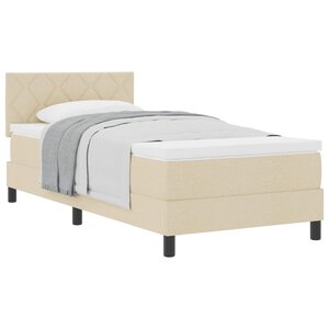 vidaXL Lit à ressorts avec tête de lit Crème 90 x 190 cm tissu