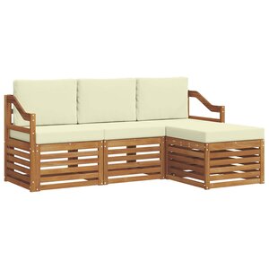 vidaXL Ensemble de canapés d'extérieur 4 pc Naturel et Crème