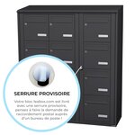 Bloc collectif Leabox  3x4  grade 3  simple face  extérieur  fixation murale  gris anthracite ral 7016 finition brillante