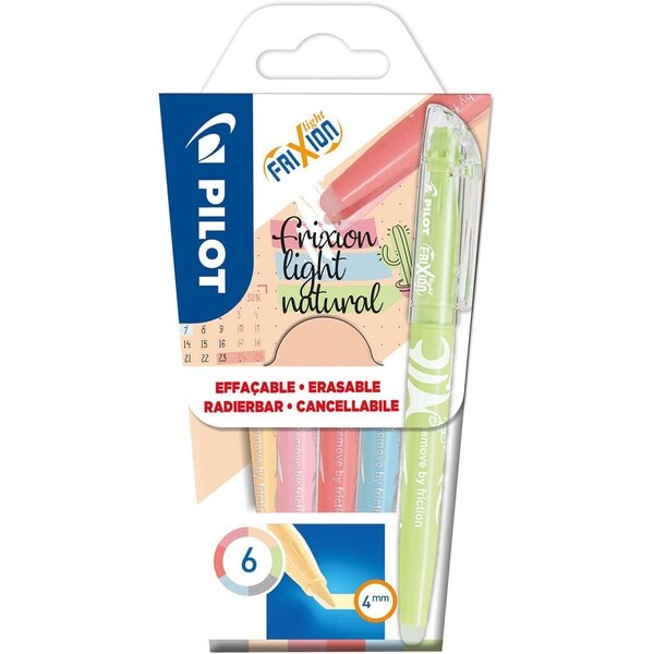 Etui de 6 surligneurs frixion light natural assortis pilot