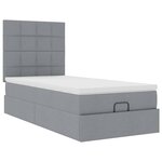 vidaXL Lit ottoman avec matelas gris clair 90x200 cm tissu