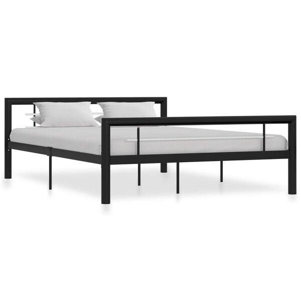 vidaXL Cadre de lit sans matelas noir et blanc métal 120x200 cm