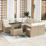 vidaXL Ensemble de canapé de jardin 9 Pièces Beige Poly rotin