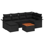 vidaXL Ensemble de canapé de jardin avec coussin 7 Pièces Noir