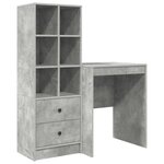 vidaXL Bureau avec tiroir avec étagère avec stockage 2 Pièces Gris béton