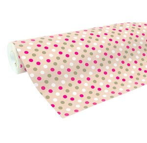 Rouleau papier cadeau kraft 0 7 x 50 m noël pois rouge blanc or clairefontaine