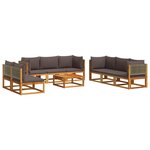 vidaXL Salon de jardin avec coussins 9 Pièces bois massif d'acacia