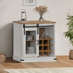 vidaXL Buffet HALDEN porte coulissante blanc 80x40x80 cm bois massif