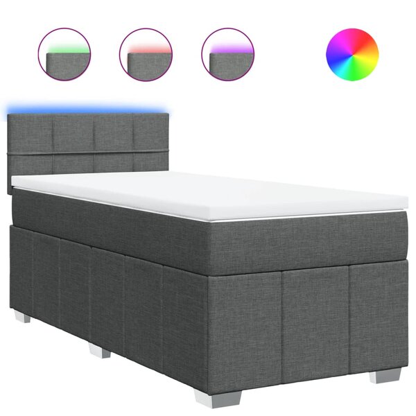 vidaXL Sommier à lattes de lit avec matelas Gris foncé 90x200 cm Tissu