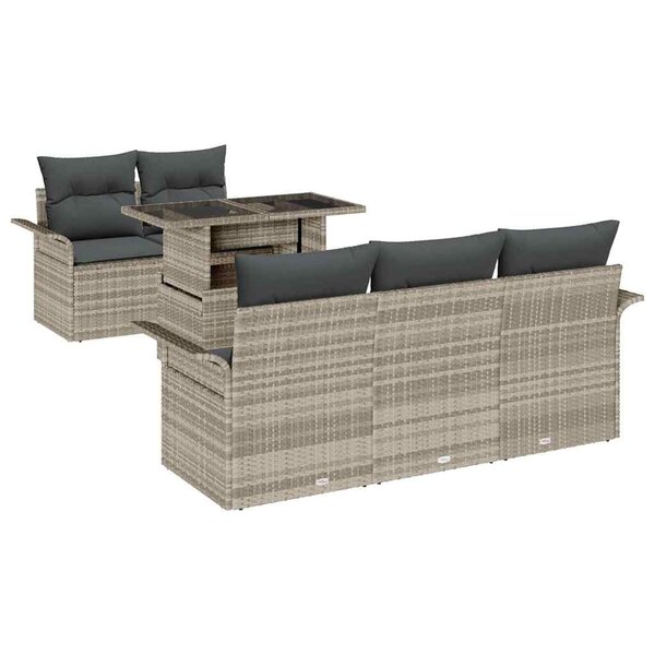 vidaXL Ensemble de canapé de jardin 6 Pièces Gris clair Poly rotin