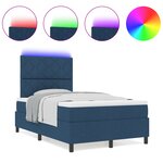 vidaXL Lit à ressorts avec matelas et lumière LED - Bleu  120 x 190 cm en tissu