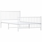 vidaXL Cadre de lit métal avec tête de lit/pied de lit blanc 107x203cm