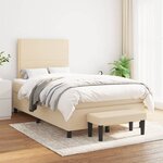 vidaXL Sommier à lattes de lit avec matelas crème 120x190 cm tissu