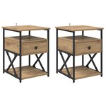 vidaXL Cabinet de chevet 2 Pièces chêne artisanal 40 x 42 x 55 cm