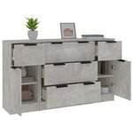 vidaXL Ensemble de buffets 3 Pièces Gris béton Bois d'ingénierie