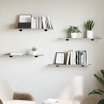 vidaXL Panneaux de bibliothèque 4 Pièces Gris béton 80x20x1 5cm Aggloméré