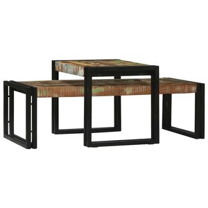 vidaXL Table basse 2 Pièces Multicolore bois de récupération massif