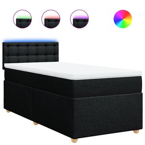 vidaXL Sommier à lattes de lit et matelas Noir 80x200 cm Tissu