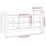 vidaXL Banc d'entrée Noir 110x40x60 cm Bois de pin massif