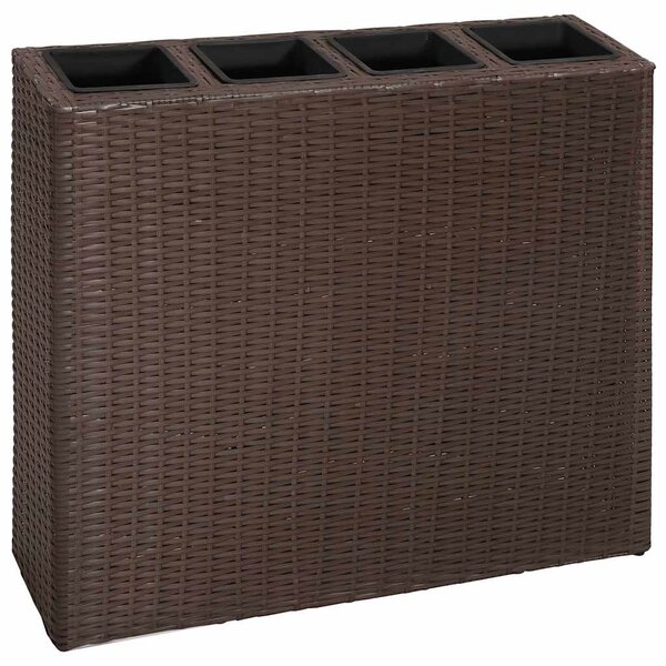 vidaXL Lit surélevé de jardin avec 4 pots Résine tressée Marron